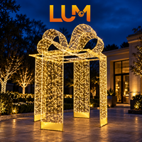 Arche de Noël LED de 3 m de haut en forme de boîte à cadeaux ouverte avec lumières LED et cadre en aluminium peint pour motif lumineux de Noël