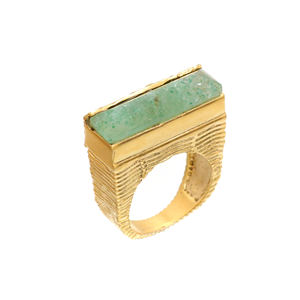 Anillo de Aventurina verde Natural chapado en oro de 18 quilates de tendencia caliente joyería de piedras preciosas ajustables para aniversario de bodas y fiestas - Product Image 1