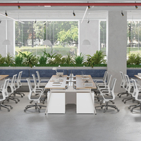 Bureau de personnel moderne pour espace de coworking, design modulaire à panneaux, 4-6 places, table de poste de travail pour employés, usage professionnel