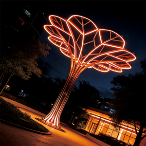 Installazione Artistica LED con Struttura in Acciaio a Forma di Albero della Vita, Design Geometrico Iridescente IP65 3D per Decorazione Paesaggistica Esterna - Product Image 3