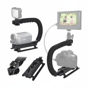 Professional <b>Video</b> <b>Camera</b> Handle Grip Aluminum Alloy Adjustable Arm Hot Shoe Mount Stabilizer Support - Product Image 1