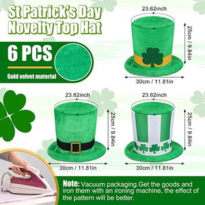 Chapeau Haut-de-forme Vert Personnalisé pour la <span class=keywords><strong>Saint</strong></span>-<span class=keywords><strong>Patrick</strong></span>, Chapeau de <span class=keywords><strong>Déguisement</strong></span> de Leprechaun Irlandais pour Fêtes et Événements, Vente en Gros - Product Image 4
