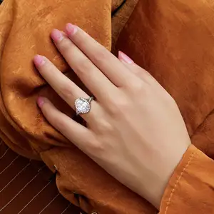 Oval Super Flash Zircon Ring S925 Silver Luxury Diamond Wedding Promise Ring