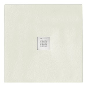 Receveur de douche carré Serenity Modern 90x90cm beige, étanche, en acrylique, fibre de verre et résine, pour salle de bain et douche - Product Image 1