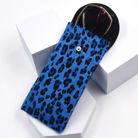 Prêt de stock bleu imprimé léopard étuis à lunettes lunettes de soleil sac pochettes pour lunettes