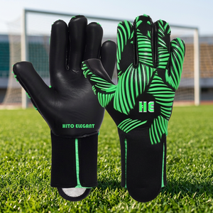Hot Selling Custom Design Black and Green Neoprene Soccer Goalkeeper <b>Gloves</b> with 4mm German Latex Negative Cut - Product Image 6