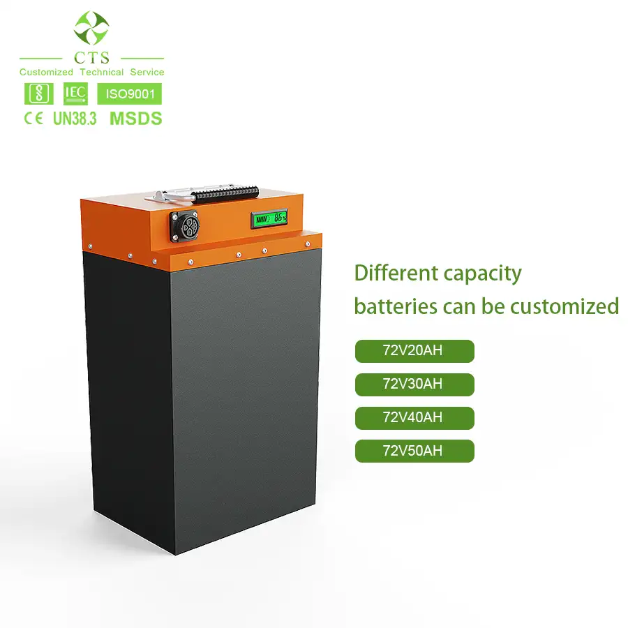 China Manufacturer Supply 72v battery pack lithium ion 20ah 30ah 3000w motor lifepo4 battery for E-bike