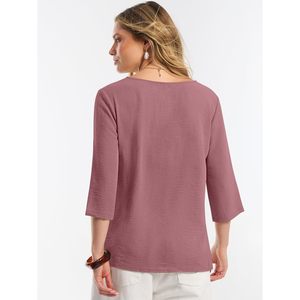Women's 3 4 Sleeve V Neck Button Down <b>Blouse</b> Casual Work Top Poplin Shirt Fashion Clothes - Product Image 6
