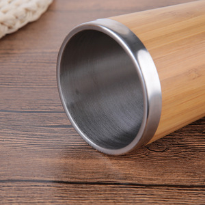 Seaygift-taza de café de viaje de bambú orgánico 100% natural, respetuosa con el medio ambiente, personalizada, vaso de madera de acero inoxidable de 450ml - Product Image 5