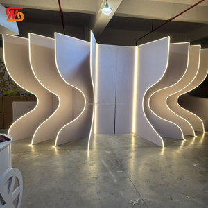 SMOOTHWedding Party Decoration <b>White</b> Curved Panels <b>Acrylic</b> PVC Wedding Panels Backdrop With LED light for Stage Wall Decoration - Product Image 4