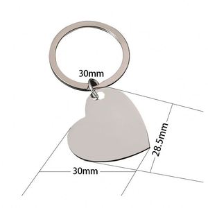 <b>Custom</b> Engravable Stainless Steel Slanted Heart <b>Keychain</b> Blank UV Laser Color Printed Fashion Holiday Gifts - Product Image 2