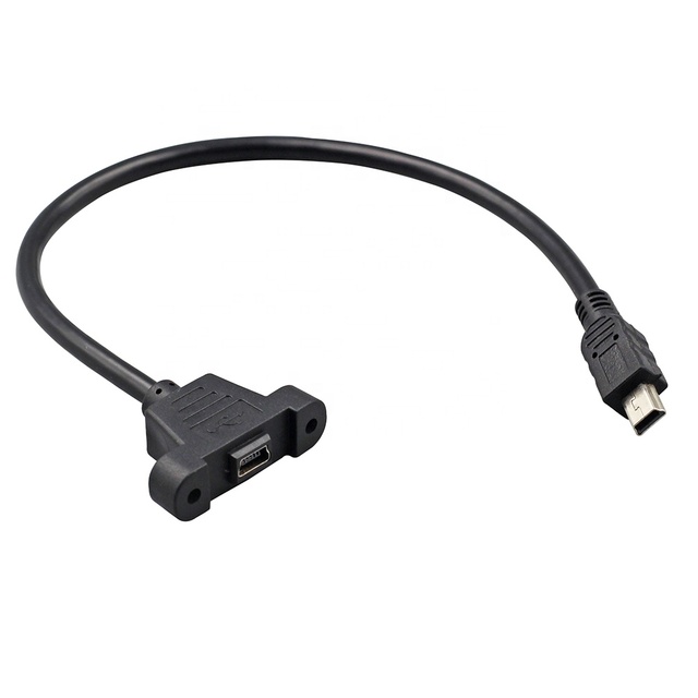 USB Mini 5 pin Male to Female Extension Cable Mini USB Panel Mount Cable Data Cord