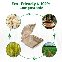 Barquette alimentaire jetable en bagasse de canne à sucre compostable, biodégradable et recyclable avec couleur et logo personnalisables