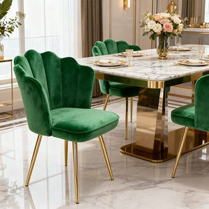 Chaises de salle à manger modernes en velours beige, mobilier de luxe pour restaurants et hôtels, chaises de salle à manger nordiques modernes avec coussin - Product Image 5