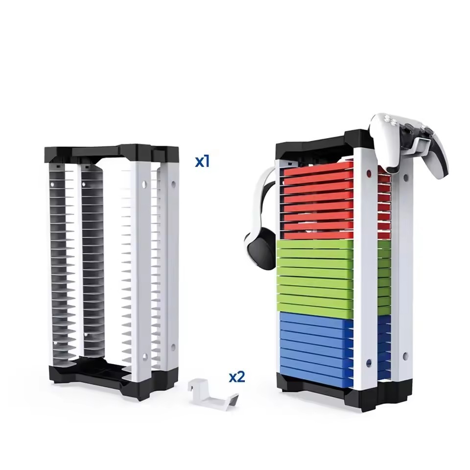 TY-2847 High Capacity <strong>Storage</strong> Shelf for <strong>PS5</strong> XBOX Switch <strong>Game</strong> Disc <strong>Storage</strong> Rack Earphone Hook Holder Stand