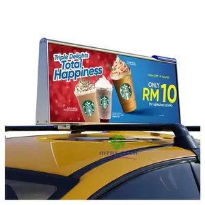 شاشة عرض P5 ليد عالية الوضوح بألوان كاملة خارجية لسيارات الأجرة شاشة عرض علوية ليد لإعلانات السيارات