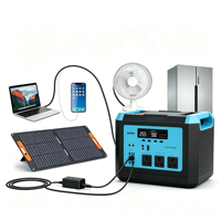 Station d'alimentation solaire portable 1000W LiFePO4 MPPT avec lampe torche, démarreur de batterie, onde sinusoïdale pure, écran LCD et protection contre les surcharges pour voiture