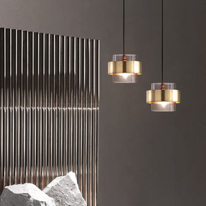 Moderno Humo Cristal E27 Anillo de metal Oro Suspensión Lámpara colgante Lámpara de araña colgante - Product Image 6