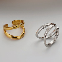 Pendientes de Oreja de Doble Capa Ajustables, Hipoalergénicos, Unisex, de Plata 925, con Diseño Geométrico Minimalista Original