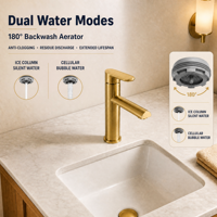 Robinet de lavabo monotrou en acier inoxydable 304 doré brossé, mitigeur de salle de bain moderne