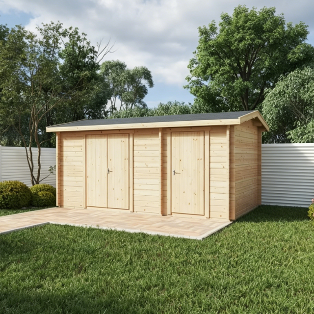 Double Garden Storage Shed - Dual-Compartment Prefab Wooden Storage Unit for Backyard Organization