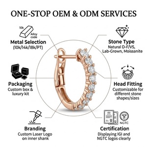 Wholesale 18K Rose Gold Natural Diamond Huggie <b>Hoop</b> <b>Earrings</b> Oval Pave Small <b>Hoops</b> <b>Hinge</b> Clasp for Women MOQ 1pc - Product Image 5