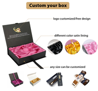 Boîte d'emballage pour perruque avec logo personnalisé, fermeture magnétique, boîte en papier rigide, doublure en satin, boîte cadeau pour extensions de cheveux