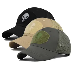 Gorra de béisbol táctica transpirable para hombre, tela de malla Rib-Stop, deportes al aire libre, 6 paneles, gorras de béisbol de camuflaje, sombreros