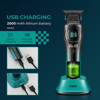 Tondeuse à cheveux professionnelle sans fil VGR V-888T avec lame en céramique et moteur 8000 tr/min pour coiffeurs et barbiers