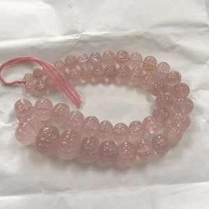 Cuentas de Cuarzo Rosa Natural de 6-10 mm Talladas en Forma de Melón, Color Rosa, Certificadas por IGI, Venta al por Mayor para la Fabricación de Joyas, Collares y Pulseras - Product Image 1