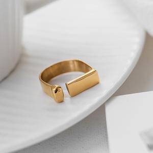 Bague ouverte en acier inoxydable plaqué or 18K, ensemble de bijoux irrégulier, Vintage, ajustable, <span class=keywords><strong>Netflix</strong></span>, tendance 2020 - Product Image 2