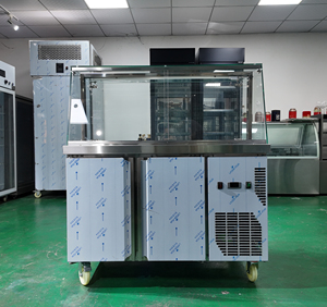 Table de préparation de salades compacte sous <span class=keywords><strong>comptoir</strong></span>, réfrigérateur à salades 2 portes, <span class=keywords><strong>comptoir</strong></span> à salades commercial en acier inoxydable pour café - Product Image 2