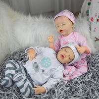 18 pouces 46cm Amz Poupées bébé qui ressemblent à de vrais bébés Jumeaux Reborn Baby Dolls Soft Silicone Twins Boy and Girl