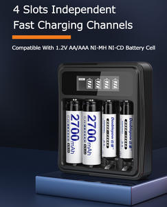 Прямая поставка с завода, зарядное устройство для смарт-ЖК-экрана с <span class=keywords><strong>4</strong></span> слотами, 5 Вт, выходной USB-кабель AAA Ni-MH Ni-Cd аккумуляторы - Product Image 4