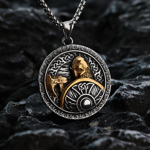 Collar con Colgante de Guerrero Vikingo de Acero Inoxidable para Hombre, con Diseño de Hacha de Batalla, Estilo Retro Hip Hop, Patrón Geométrico, Regalo - Product Image 4