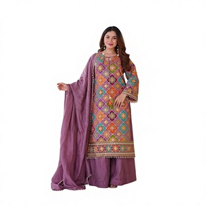 Traditional <b>Indian</b> Pakistani Women's Embroidered <b>Kaftan</b> Set Floor-Length Cotton Loose Fit All Seasons Casual Wear - Product Image 1
