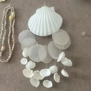 Carillons à vent artisanaux en coquillages Capiz - Ornement de carillon à vent en coquillages blancs, décoration de plage côtière <span class=keywords><strong>pour</strong></span> jardin, à suspendre en intérieur/extérieur - Product Image 5