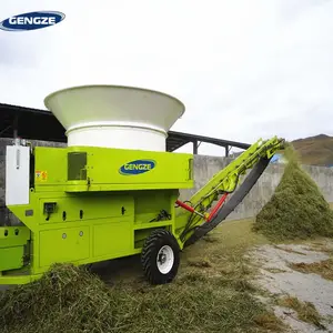 Large scale feed grinder hay forage chopper grass straw silage bale tub grinder machine for animal feed