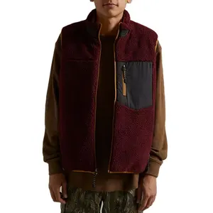 Men's reversible heat fleece vest with zip pocket factory wholesale high quality nylon waistcoats