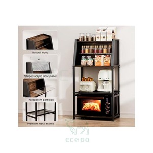 Étagère de boulanger 2-en-1 en bambou, boîte à pain au design rectangulaire moderne, étanche, écologique, grande capacité, rangement de cuisine à 2 niveaux - Product Image 5