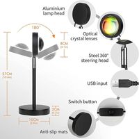 Lampe de Projection Coucher de Soleil en Promotion, 16 Couleurs, Effet Arc-en-ciel Photographique, Contrôle par Application, Rythme Musical, Veilleuse LED, Projecteur Lampe Coucher de Soleil
