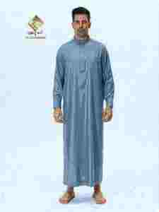 Al Haramain <b>Men</b> <b>Thobe</b> Long Sleeve Cotton Prayer Robe Solid Color Floor Length Modest Style Middle East Traditional looks - Product Image 3