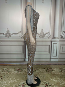 Vestidos de fiesta con borlas y cristales brillantes para mujer, vestidos de noche elegantes de malla Abiti Per La Madre de Sposa, superventas 2022 - Product Image 2