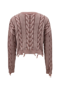 Pull en maille épaisse à manches longues, style sexy et club, pour femmes, en coton 100%, nouvelle production, teinture pigmentée tressée - Product Image 4