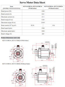ชุดมอเตอร์ไดรฟ์ AC 130 มม. พร้อมหน้าแปลน EtherCAT 220VAC 1.3KW 1500rpm กันน้ำ แบบเฟสเดียวและสามเฟส - Product Image 4