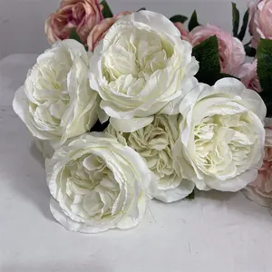 IFG toptan romantik İngilizce gül çiçek 6 kafa austin lahana yapay gül çiçek çalılar düğün dekorasyon için