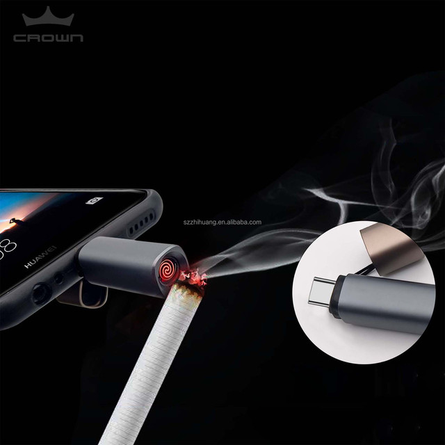 Electronic Lighter USB C Lighter, Battery-Free Blow to Ignition Plasma Lighter, Flameless Windproof Cigarette Lighter for iPhone