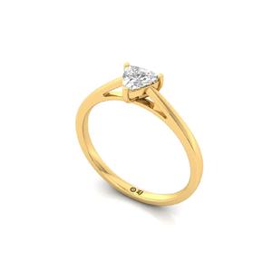 Bague solitaire de luxe en or massif plaqué 10 carats avec diamant de laboratoire taille trilène coloré fantaisie pour femme, idéale pour fiançailles, mariage et anniversaire - Product Image 1