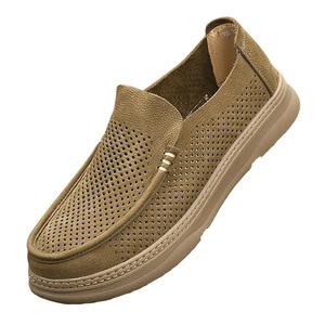 Chaussures bateau en cuir véritable pour l'été, bout rond, semelle respirante en EVA, chaussures décontractées pour hommes - Product Image 4