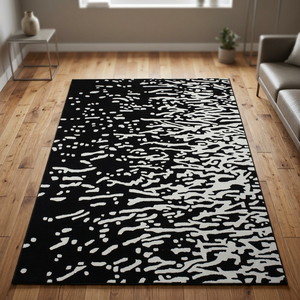 Black and White <b>Abstract</b> Pattern Area <b>Rug</b>, Modern Geometric Accent Carpet for Living Room Bedroom and Home Decor - Product Image 4